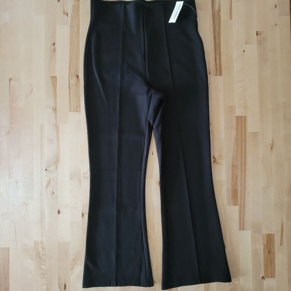 Womens Black High Waisted Stretch Flare Pants Size M Pull-On Workwear